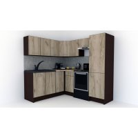 Bucatarie de Colt GENA NEW 8 ST. 180-210, Fara Corp de Cuptor, Wenge / Decor K002